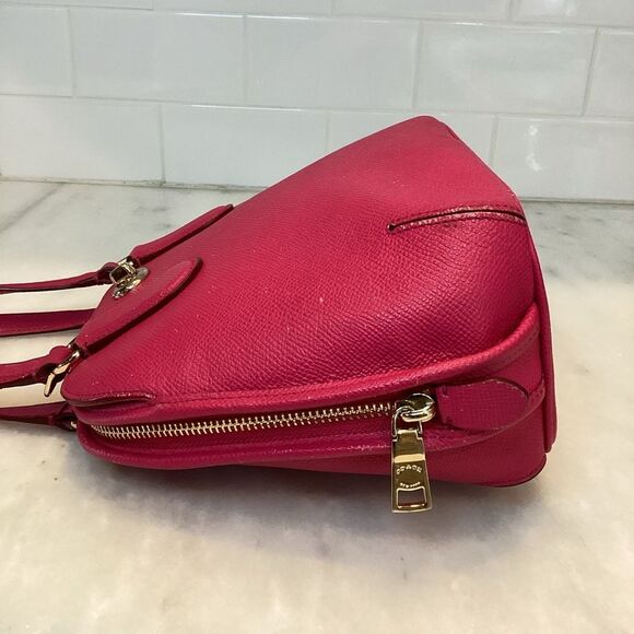 Coach Prince Street Cross Grain Leather Mini Convertible Domed Satchel Bag - Picture 6 of 15